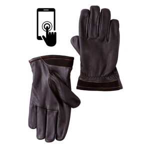 UGG Men Touch Screen Leather Gloves Brown M